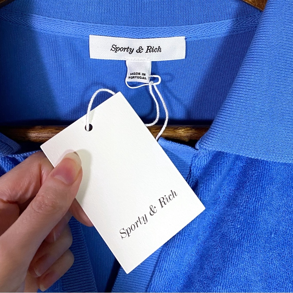 Sporty & Rich Amanda Long-sleeve Polo Blue - Picture 5 of 7